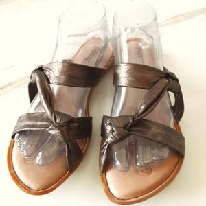 BORN BRONZE LEATHER KNOTTED WRAP SANDALS SZ 10